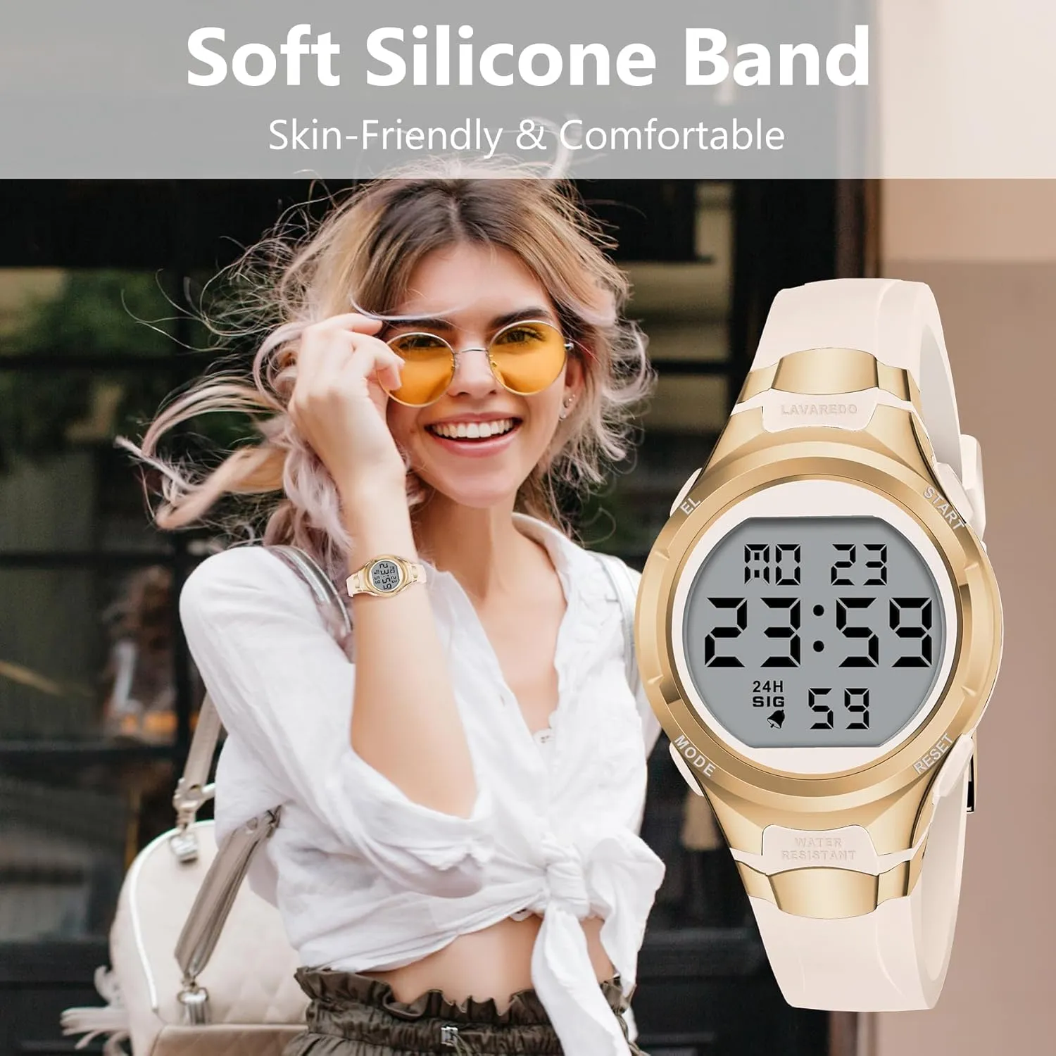 Watches for Women Sport Digital Womens Watch Waterproof with Silicone Strap Alarm/Stopwatch/Chronograph/LED Back Light