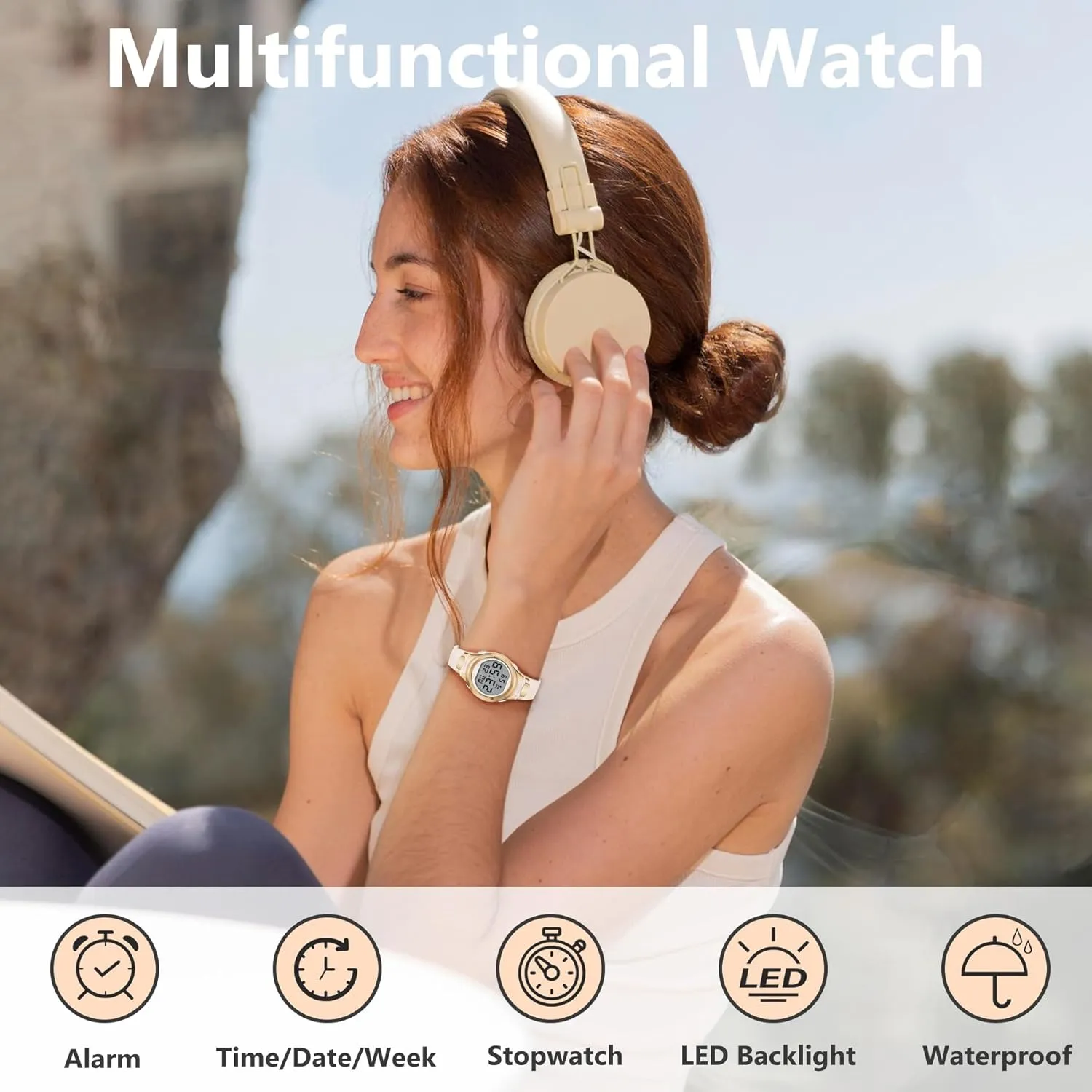 Watches for Women Sport Digital Womens Watch Waterproof with Silicone Strap Alarm/Stopwatch/Chronograph/LED Back Light