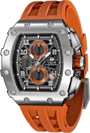 Watches Men Luxury Square Mens Watch Chronograph 50M Waterproof Sapphire Glass Japan Quartz Movement TMI VK67 Silicone Strap Classic Tonneau Design Luminous Calendar Wrist Watches