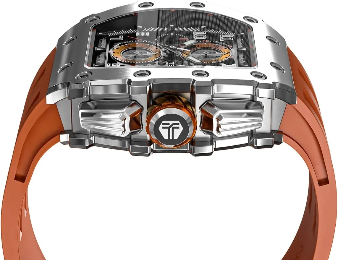 Watches Men Luxury Square Mens Watch Chronograph 50M Waterproof Sapphire Glass Japan Quartz Movement TMI VK67 Silicone Strap Classic Tonneau Design Luminous Calendar Wrist Watches