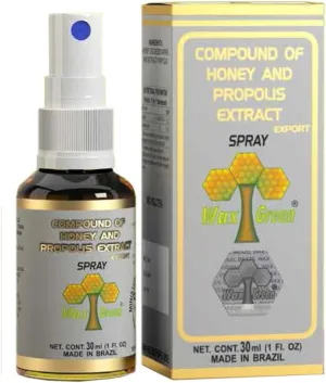 Wax Green Spray Propolis with Honey Glycolic Extract-Non Alcoholic Wax Free Sugar Free N'06 30ml 1 fl oz