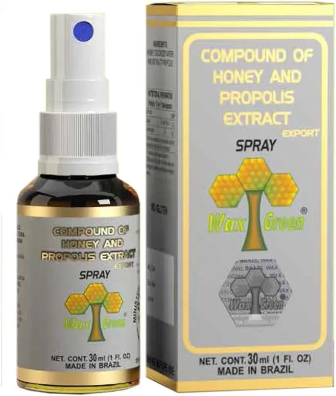 Wax Green Spray Propolis with Honey Glycolic Extract-Non Alcoholic Wax Free Sugar Free N'06 30ml 1 fl oz