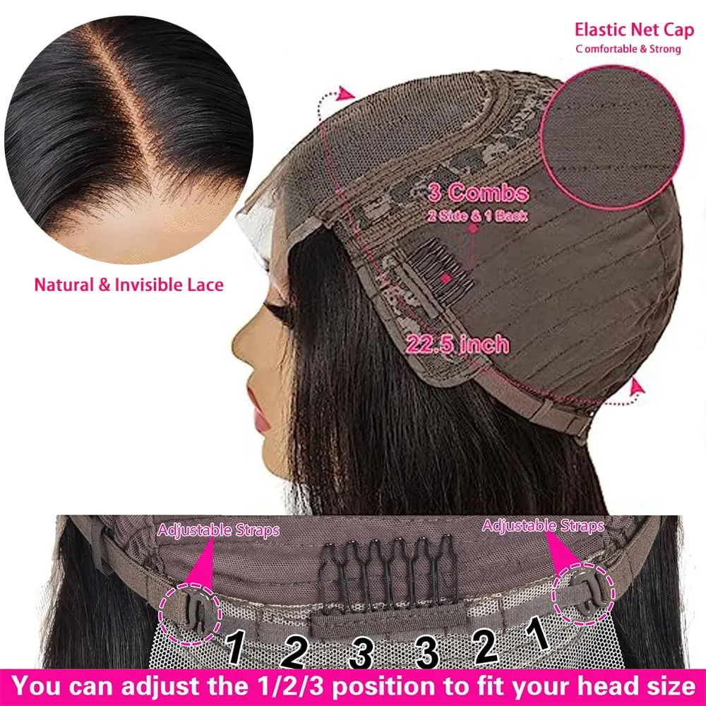Wear and Go Glueless Bob Wigs Human Hair Pre Plucked Natural Hairline Straight Short Bob Wig 180 Density 4x4 HD Lace Closure Wig Human Hair for Women Brazilian Virgin Hair Natural Black 12 Inch