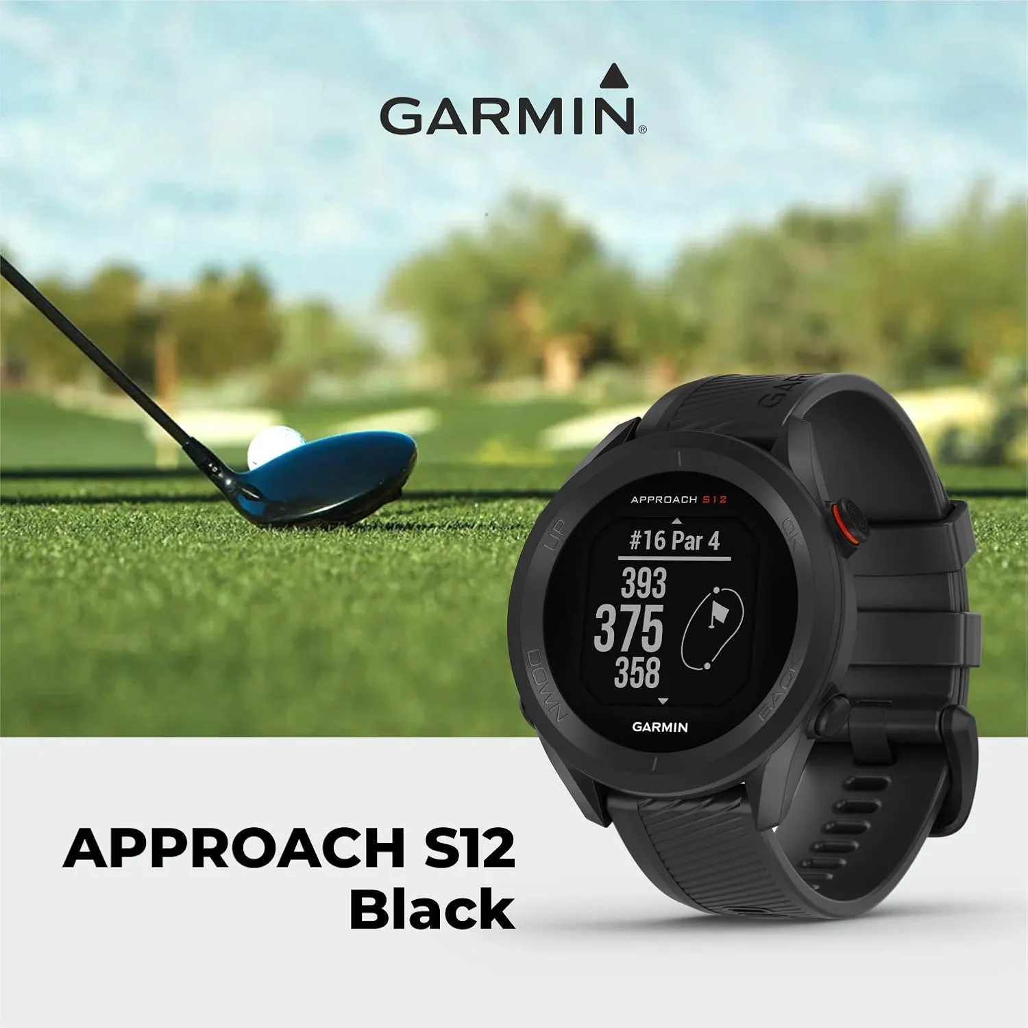 Wearable4U - Garmin Approach S12 Premium GPS Golf Watch, Black and All-in-One Golf Tools Bundle