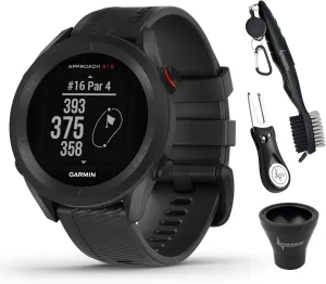 Wearable4U - Garmin Approach S12 Premium GPS Golf Watch, Black and All-in-One Golf Tools Bundle