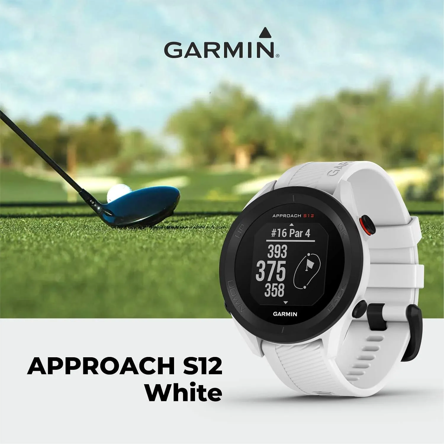 Wearable4U - Garmin Approach S12 Premium GPS Golf Watch, White with Power Pack Bundle