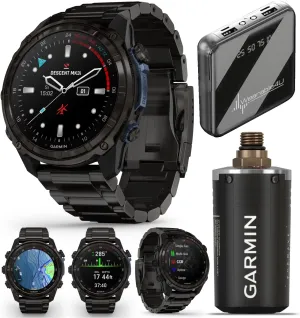 Wearable4U Garmin Descent Mk3 & Mk3i 51 mm & 43 mm w/T2 Transceiver: Titanium Dive Computer | Up to 25 Days Battery Life, AMOLED Display, GPS Smartwatch & Gift Bundle (010-02752-13)