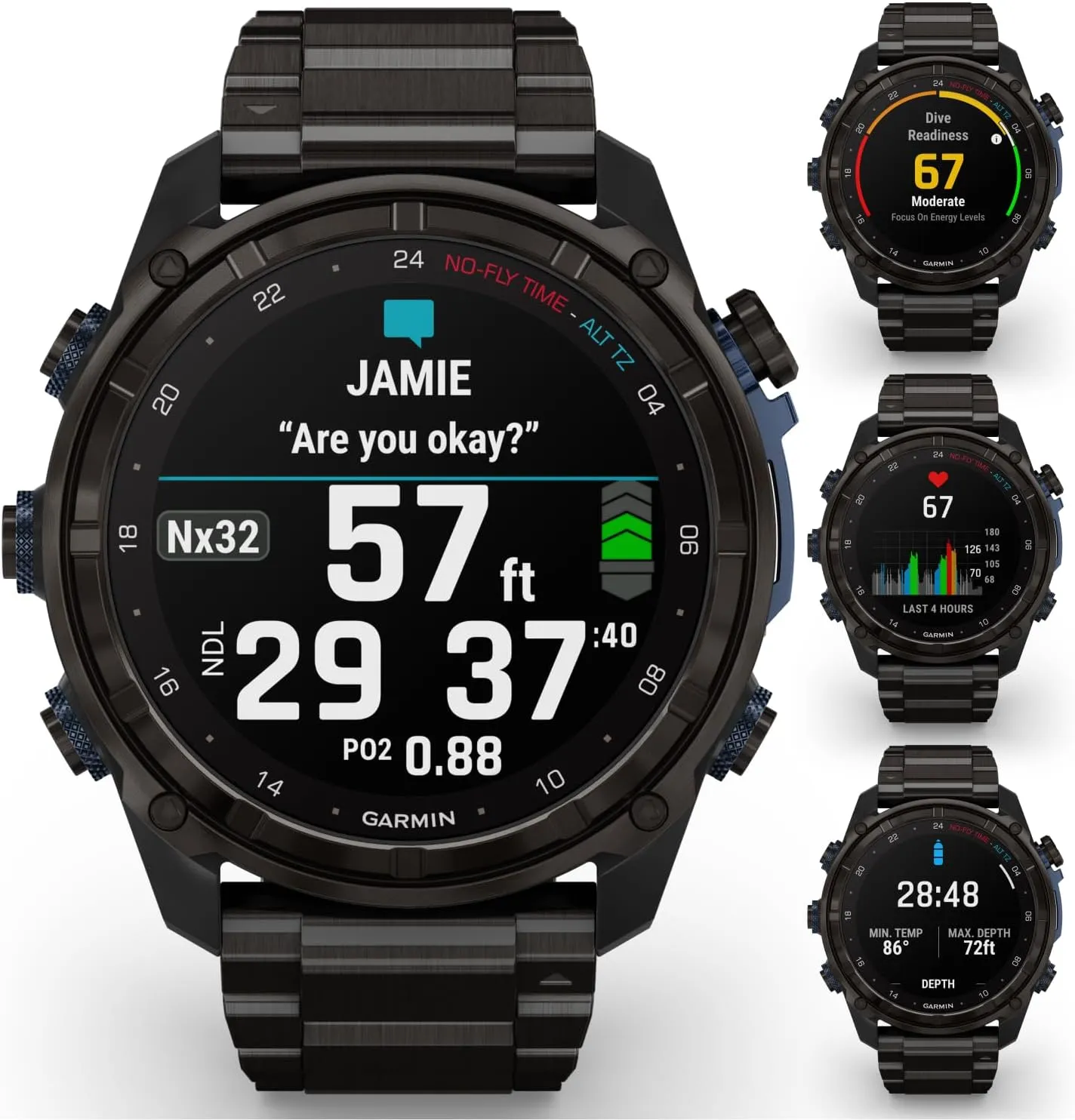 Wearable4U Garmin Descent Mk3 & Mk3i 51 mm & 43 mm w/T2 Transceiver: Titanium Dive Computer | Up to 25 Days Battery Life, AMOLED Display, GPS Smartwatch & Gift Bundle (010-02752-13)