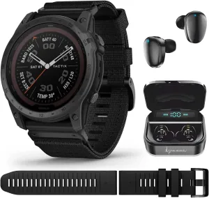 Wearable4U - Garmin tactix 7 Pro GPS Tactical Smartwatch with Bundle (tactix 7 Pro, Black Earbuds)