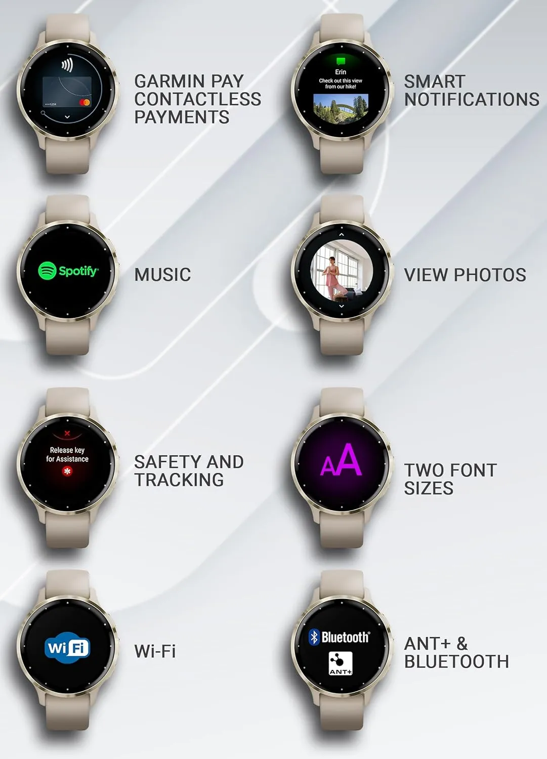 Wearable4U - Garmin Venu 3S GPS Smartwatch AMOLED Display 41mm Watch, Advanced Health and Fitness Features, Up to 10 Days of Battery, Wheelchair Mode, Sleep Coach, French Gray with Power Bank