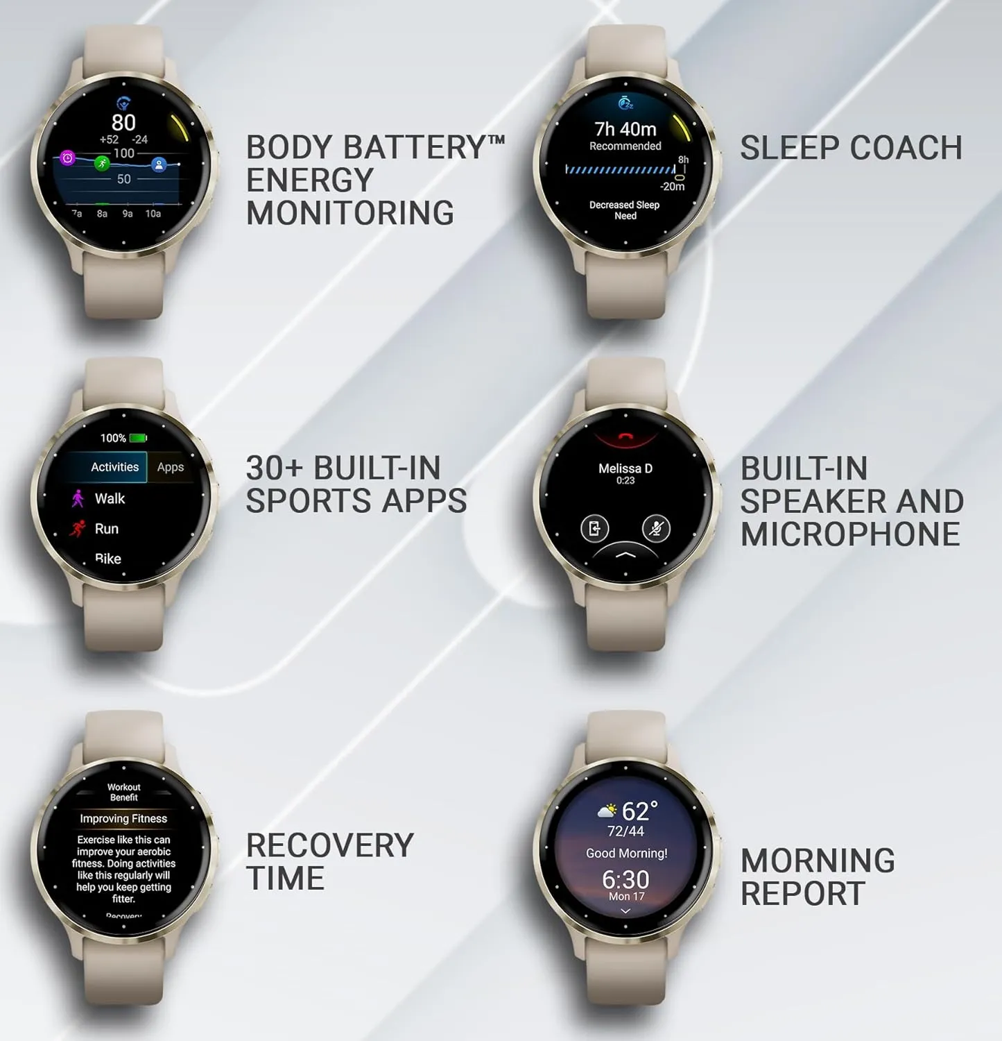 Wearable4U - Garmin Venu 3S GPS Smartwatch AMOLED Display 41mm Watch, Advanced Health and Fitness Features, Up to 10 Days of Battery, Wheelchair Mode, Sleep Coach, French Gray with Power Bank