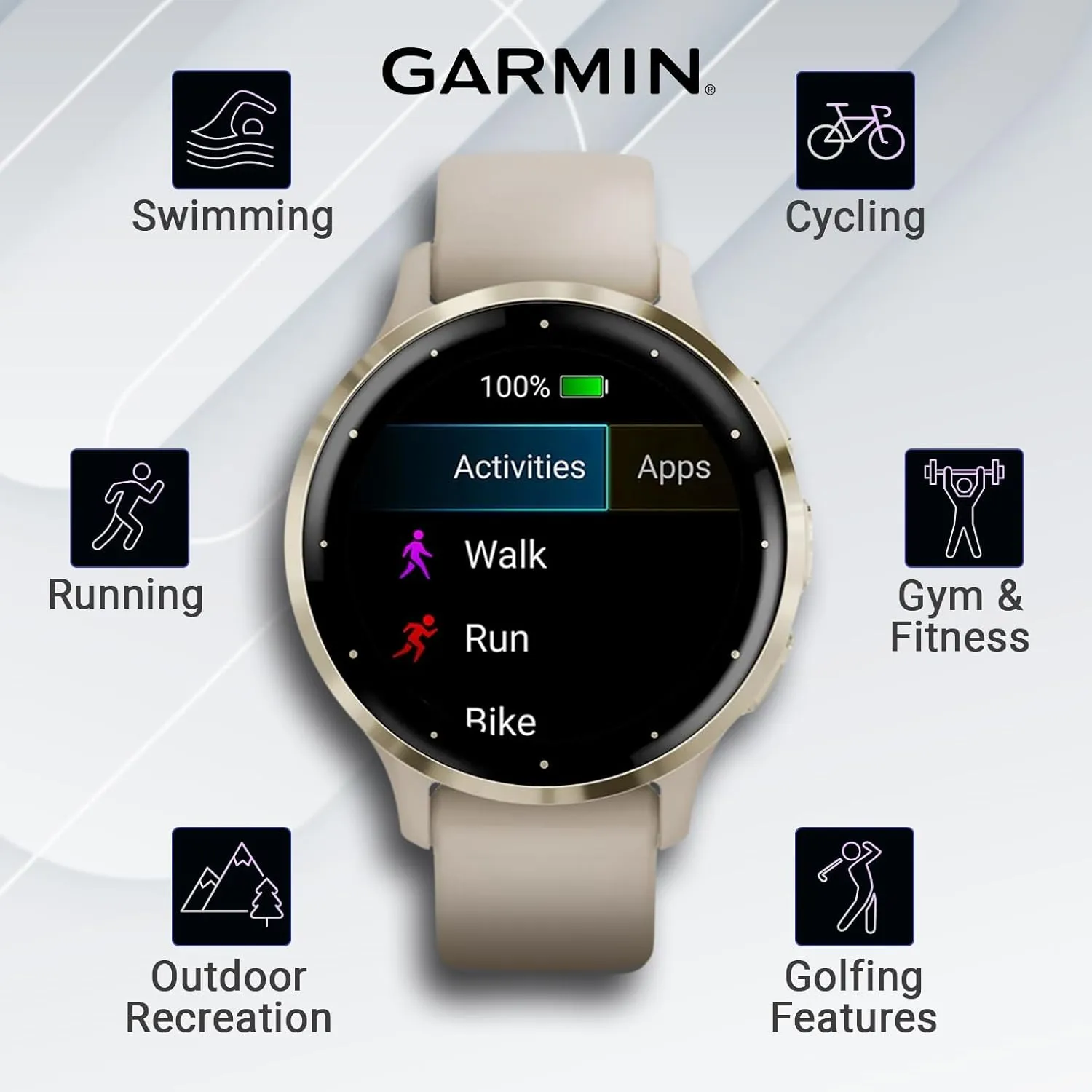 Wearable4U - Garmin Venu 3S GPS Smartwatch AMOLED Display 41mm Watch, Advanced Health and Fitness Features, Up to 10 Days of Battery, Wheelchair Mode, Sleep Coach, French Gray with Power Bank