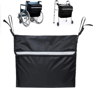 Wheelchair Back Storage Bag, Wheelchair Backpack Bag with Reflective Strip, Large Waterproof Pouch Bag, for Elderly and Disabled, for Walker, Rollator, Wheelchair, Transport Chair