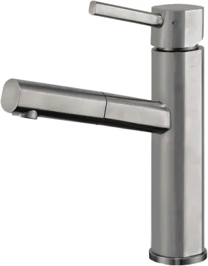 Whitehaus Kitchen Faucet; Single Lever Pull-Out Spray Head, Stainless Construction; Brushed Steel