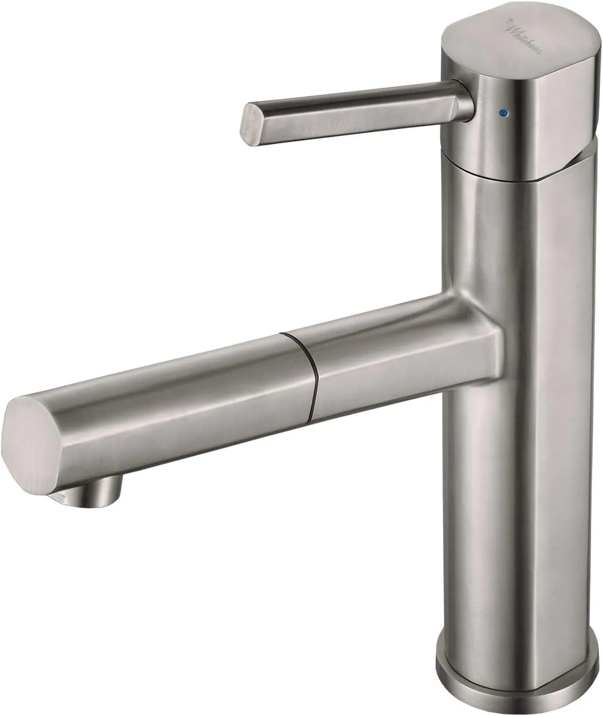Whitehaus Kitchen Faucet; Single Lever Pull-Out Spray Head, Stainless Construction; Brushed Steel