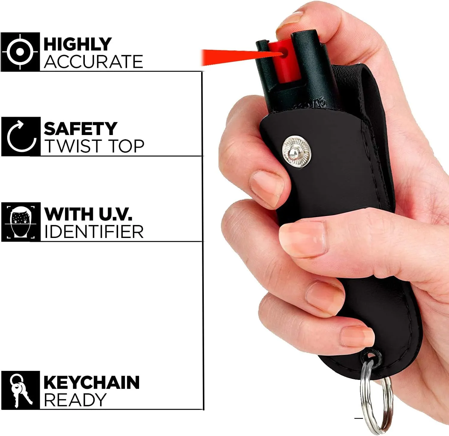 Wholesale Lot Pepper Spray Maximum Strength 1/2 oz Compact Size Police Grade Formula Best Self Defense Tool for Women with Leather Case