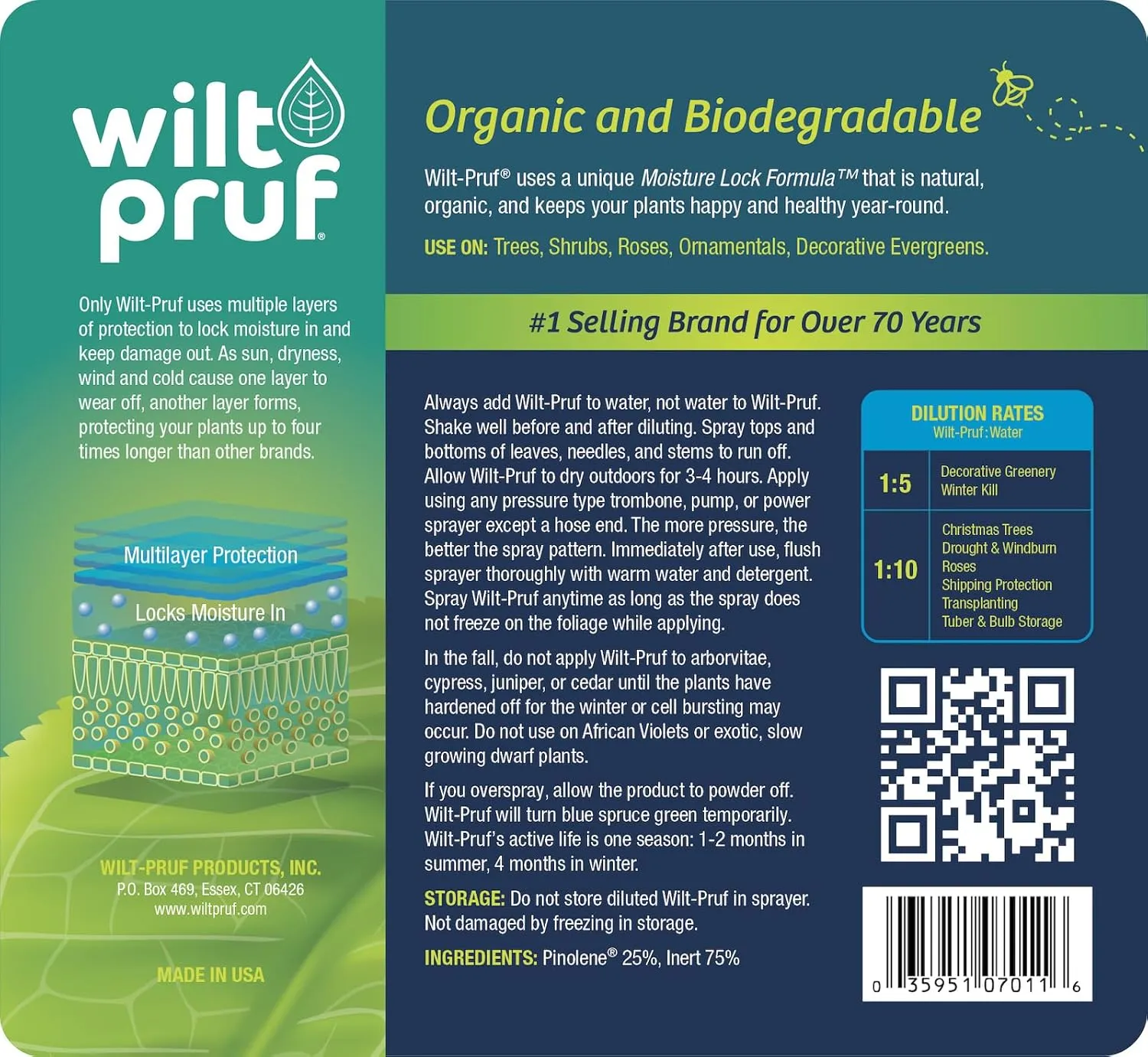 Wilt-Pruf® Concentrate | Organic Plant Protector | Professional-Grade Moisture Retention | 1 Gallon (128 oz)