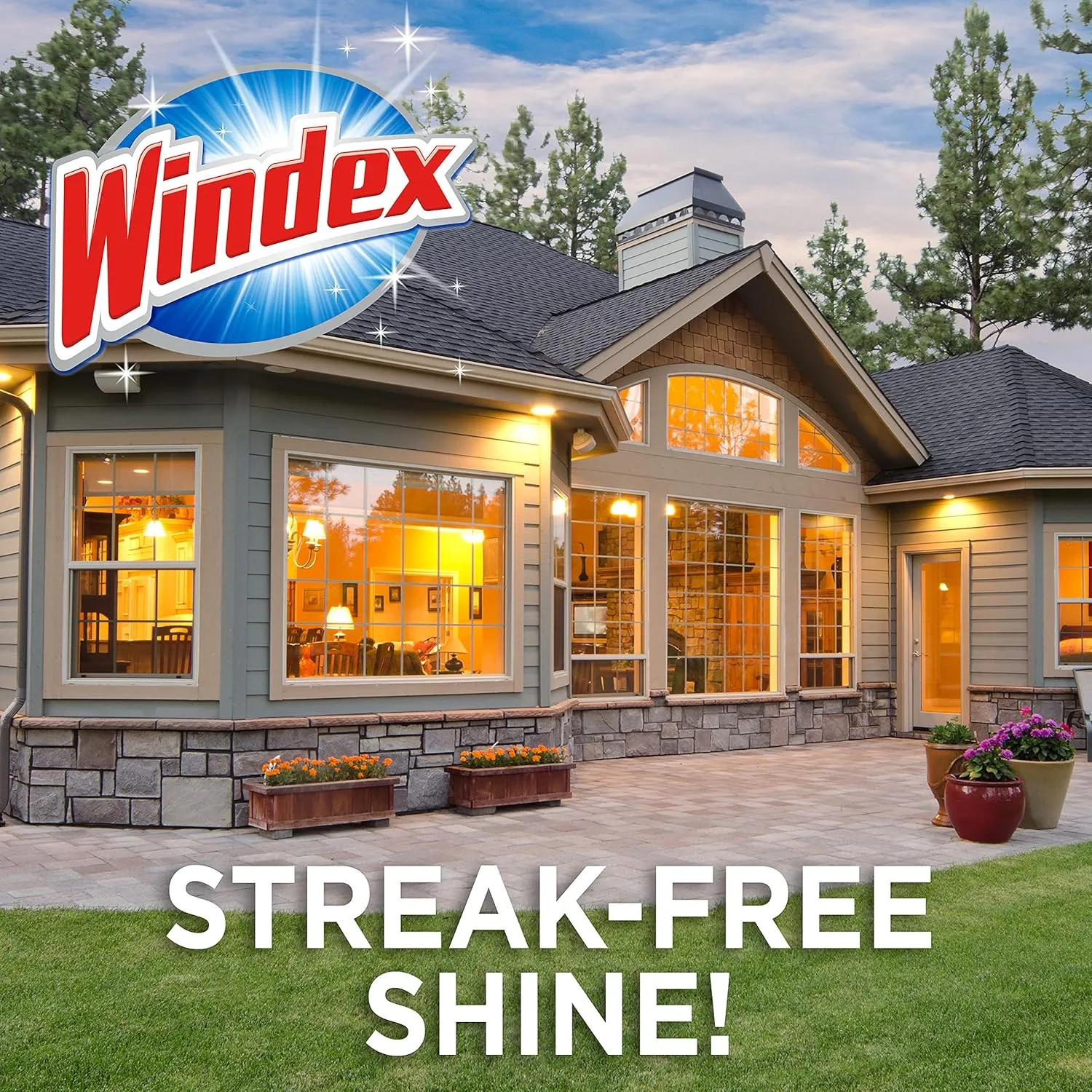 Windex Outdoor Window and Glass Cleaner for Hose Ammonia Free, Concentrated Formula for Deep Outdoor Clean, Patio Cleaner, Compatible With All Hoses, 32 Fl Oz (Pack of 2)