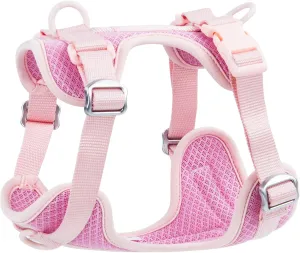 Wisedog Mesh Breathable Dog Harness: No Pull Harness with 3 Fast-Release Buckles Adjustable for Walking & Training for Small Medium Large Dogs (Pink, L: Neck=20"-25"/Chest=17"-33")