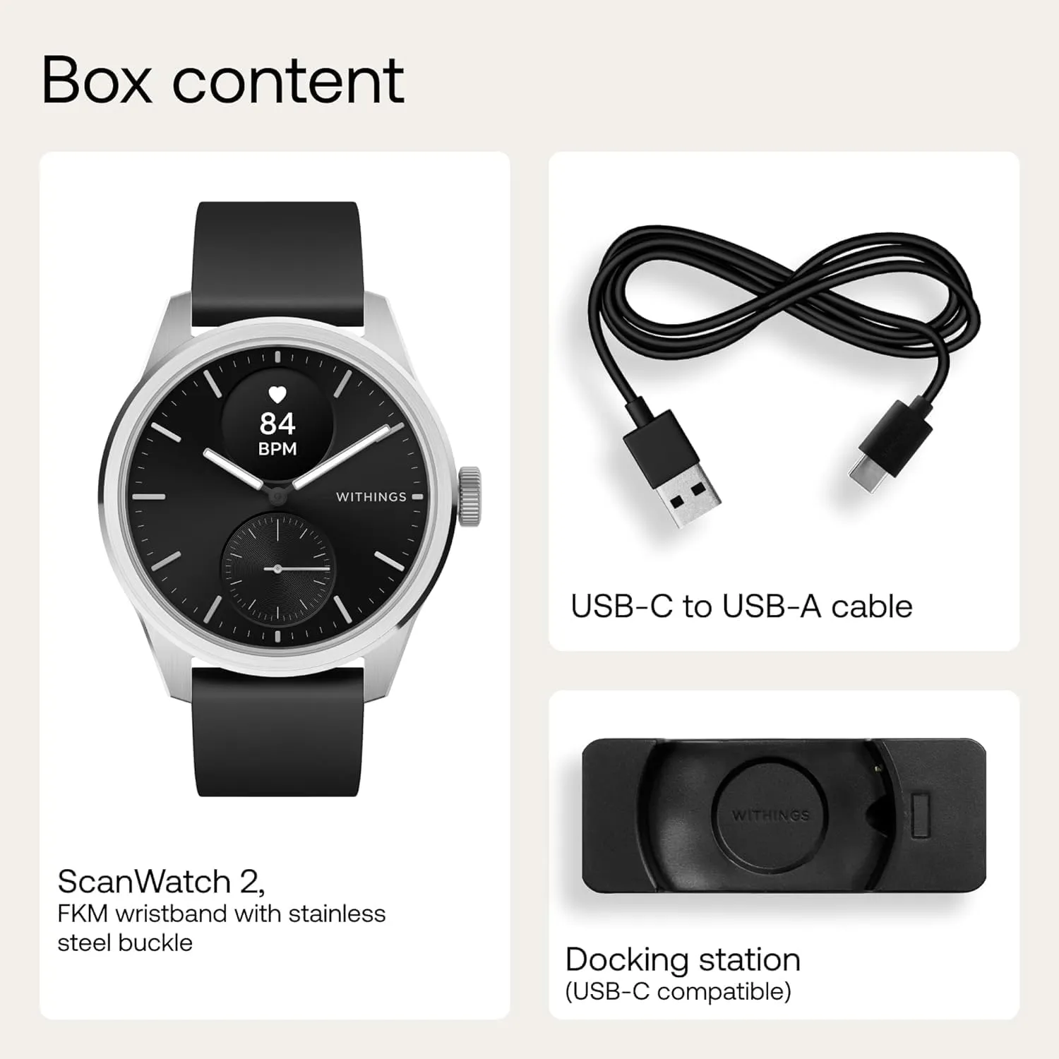 Withings ScanWatch 2 - Hybrid Smart Watch, Heart Rate Monitoring, Fitness Tracker, Cycle Tracker, Sleep Monitoring, GPS Tracker, 30-Day Battery Life, Android & Apple Compatible, HSA/FSA