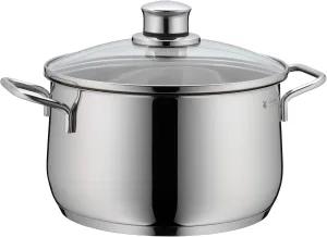 WMF High Casserole Approx 3.7L Diadem Plus Pouring Rim Glass Lid Cromargan Stainless Steel Polished Suitable for Induction Hobs Dishwasher Safe, 20 cm, Silver