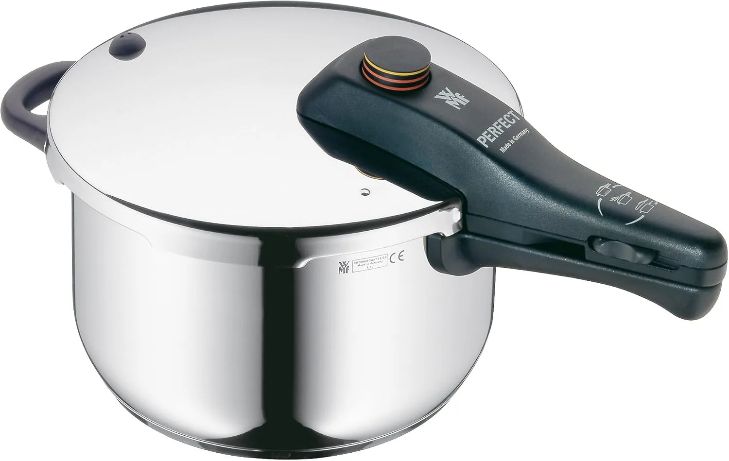 WMF Perfect Pressure Cooker 4.5L with Insert Ø 22 cm Made in Germany Inside Scale Cromargan® Stainless Steel Suitable for Induction Hobs