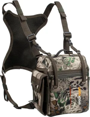 WOLFHUNT Binocular Harness Chest Pack Magnetic Closure, Bino Case with Detachable Rangefinder Pouch, Camouflage Bino Bag with Adjustable Strap for Hunting, Field Observation