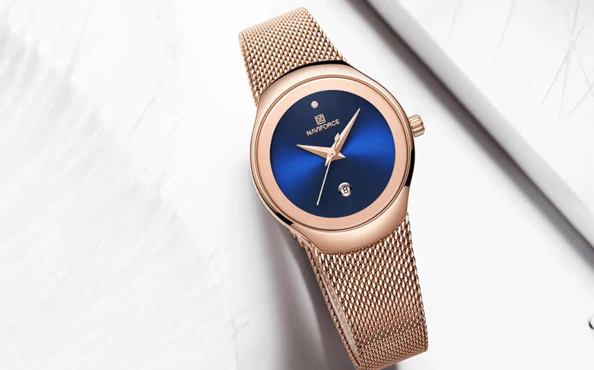Women's Elegant Stainless Steel Watch With Braided Steel Bracelet Excellent Background Waterproof Wristwatch Unique Design Perfect Gift