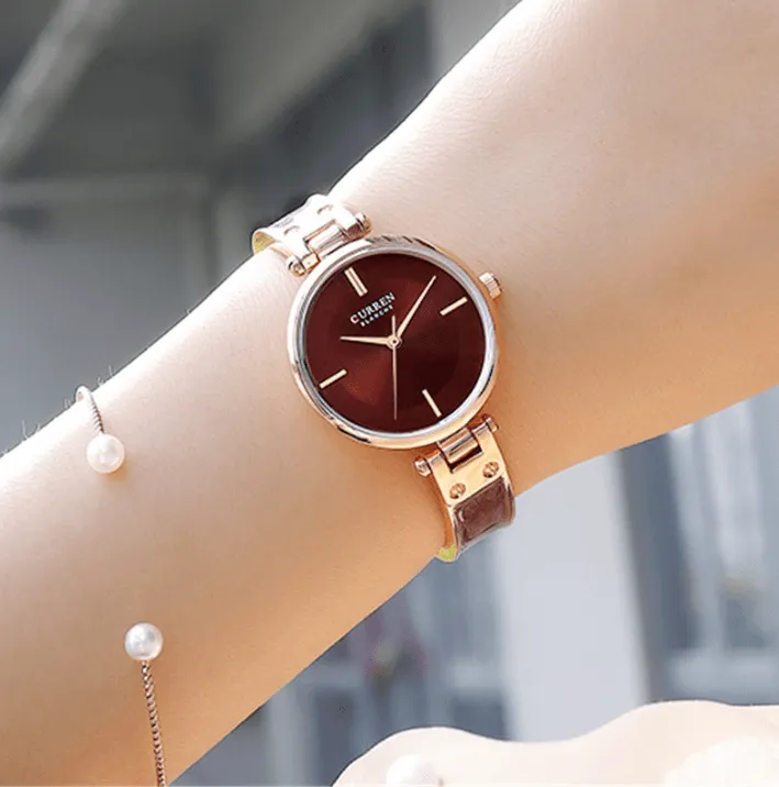 Womens Elegant Stainless Steel Watch With Ceramic Bracelet In Shimmering Marble Colors