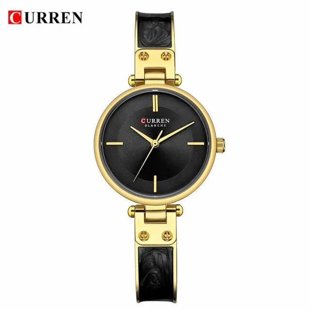 Womens Elegant Stainless Steel Watch With Ceramic Bracelet In Shimmering Marble Colors