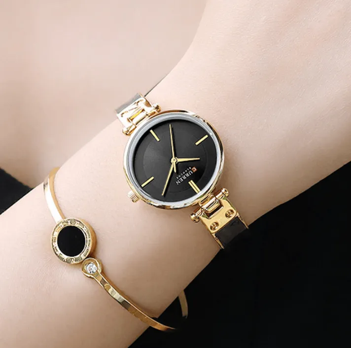 Womens Elegant Stainless Steel Watch With Ceramic Bracelet In Shimmering Marble Colors