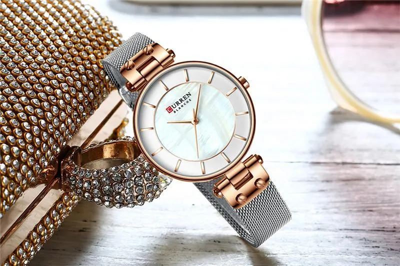 Women's Luxury Watches In Excellent Background And Zircon Designs Business Style Wristwatch Perfect Gift For Her
