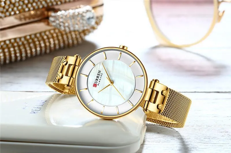 Women's Luxury Watches In Excellent Background And Zircon Designs Business Style Wristwatch Perfect Gift For Her