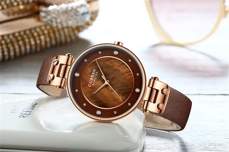 Women's Luxury Watches In Excellent Background And Zircon Designs Business Style Wristwatch Perfect Gift For Her