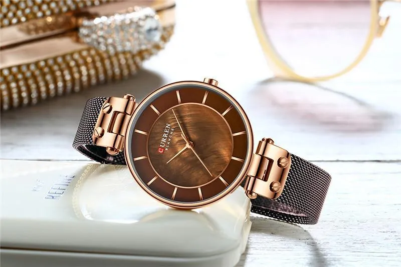 Women's Luxury Watches In Excellent Background And Zircon Designs Business Style Wristwatch Perfect Gift For Her