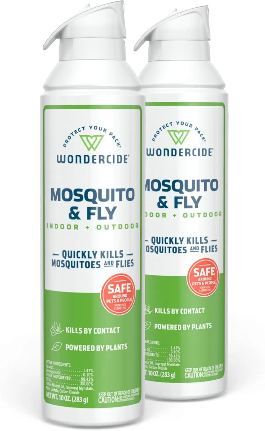 Wondercide - Mosquito and Fly Aerosol Spray - Fly, Gnat, Flying Bug, Mosquito Killer with Natural Essential Oils - Quick Kill for Outdoor and Indoor Areas - Pet and Family Safe - 10 oz - 2 Pack
