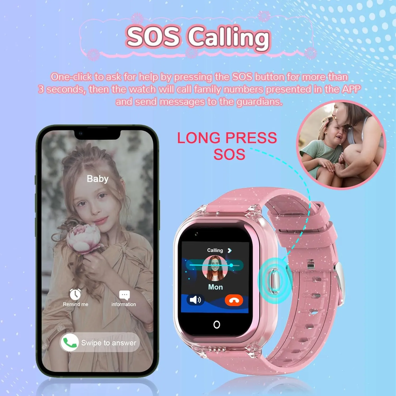 Wonlex 4G Cellular Kids Smart Watch (SIM Card Include), GPS Tracker Phone Watch Support Video Call, Voice Chat, SOS, Camera, Pedometer, Games, Alarm, Best Gift for Boys Girls Aged 3-10