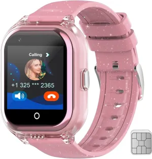Wonlex 4G Cellular Kids Smart Watch (SIM Card Include), GPS Tracker Phone Watch Support Video Call, Voice Chat, SOS, Camera, Pedometer, Games, Alarm, Best Gift for Boys Girls Aged 3-10