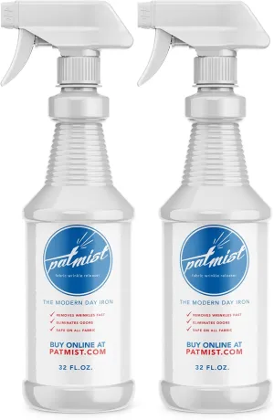 Wrinkle Remover Spray - Fabric Refresher with Fresh Laundry Scent - Odor Remover & Fast Drying Ironing Spray - Mist Nozzle Wrinkle Release Spray for Clothes – (2Pack - 32Oz)