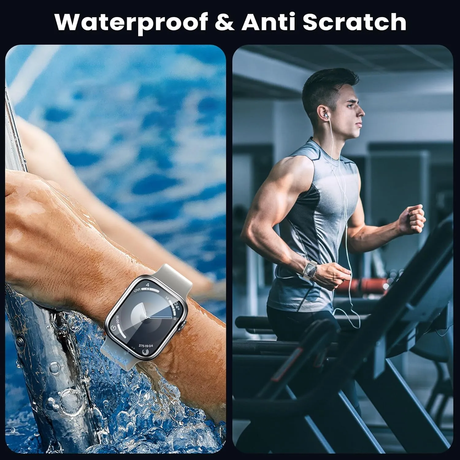 WSKEN for Apple Watch Screen Protector 41mm Series 9 8 7, Titanium Alloy Frame   9H Tempered Glass, [Keep Original] [Touch Sensitive] Lightweight Protective Glass for iwatch 41mm 2 Pack,Silver