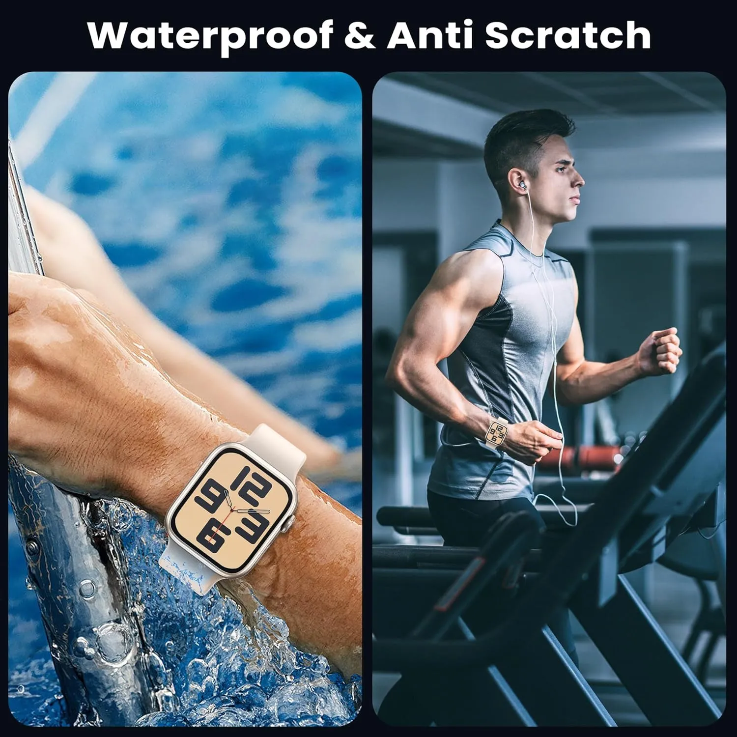 WSKEN for Apple Watch Screen Protector 44mm Series 9 8 7, Titanium Alloy Frame   9H Tempered Glass, [Keep Original] [Touch Sensitive] Lightweight Protective Glass for iwatch 44mm 2 Pack