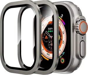 WSKEN for Apple Watch Ultra 2/Ultra Screen Protector 49mm,9H Tempered Glass   Titanium Alloy Frame, [Keep Original] [Touch Sensitive] Lightweight Protective Film iwatch 2 Pack,Original