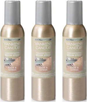 Yankee Candle Concentrated Air Freshener Room Spray, Odor Eliminator for Home, Bathroom, Sage & Citrus, 1.5 Oz (Pack of 3)