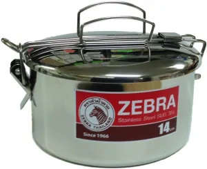 Zebra Stainless Steel Food Box and Pan with Snap on Lid, 14cm, Silver