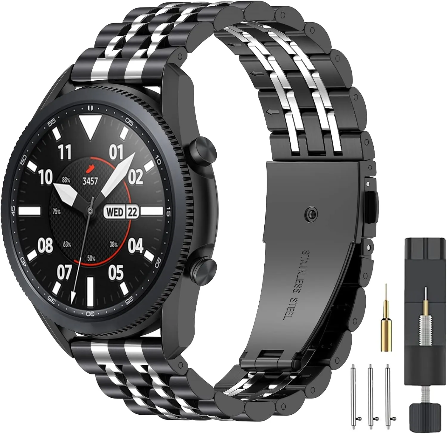 ZPJPPLX Universal Quick Release Watch Band,18mm 20mm 22mm Stainless Steel Metal Straps for Samsung Galaxy Watch 6/5/4/3,Garmin Watch,Huawei Watch, Amazfit GTS Replacement Band