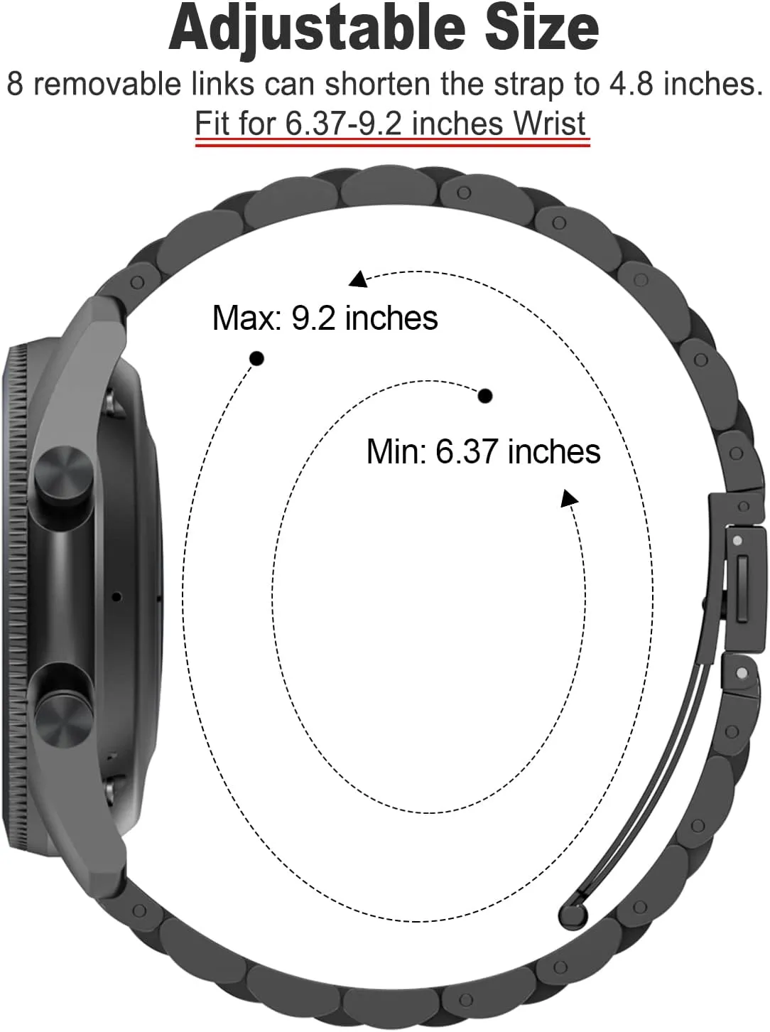 ZPJPPLX Universal Quick Release Watch Band,18mm 20mm 22mm Stainless Steel Metal Straps for Samsung Galaxy Watch 6/5/4/3,Garmin Watch,Huawei Watch, Amazfit GTS Replacement Band